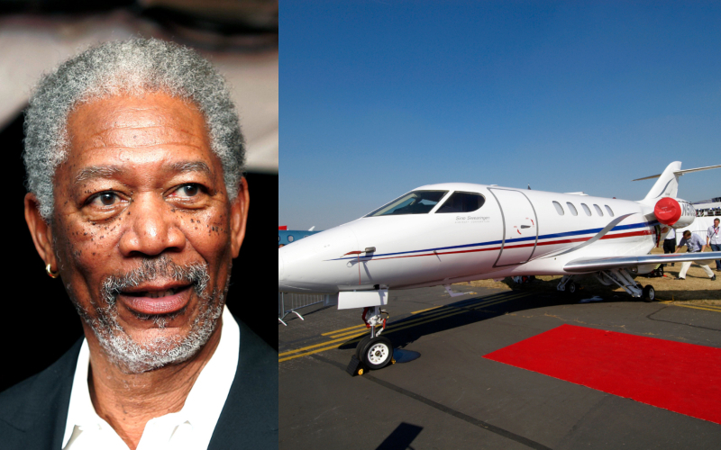 Morgan Freeman – SyberJet SJ30, Estimated $7.5 Million | Shutterstock & Alamy Stock Photo by Tony Hobbs