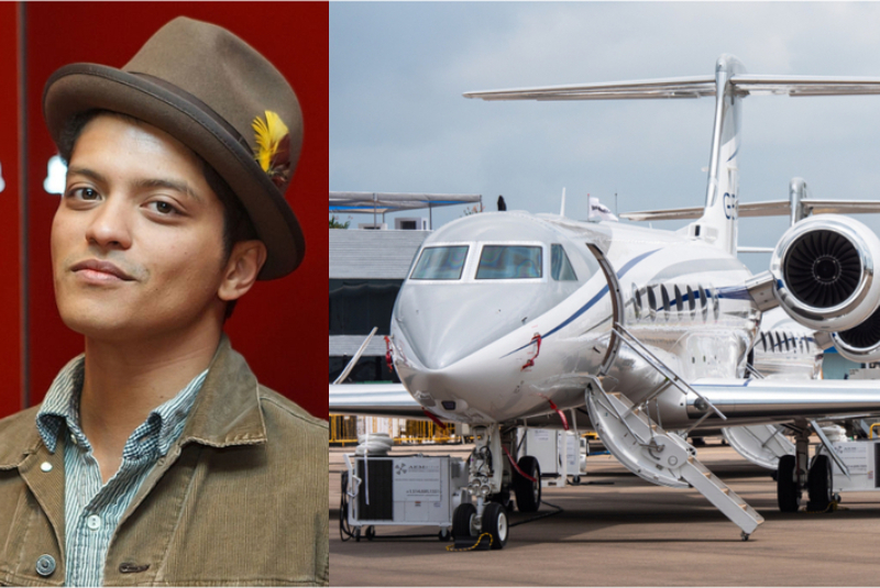 Bruno Mars – Gulfstream G550, Estimated $42 Million | Getty Images Photo by Marco Prosch & Shutterstock