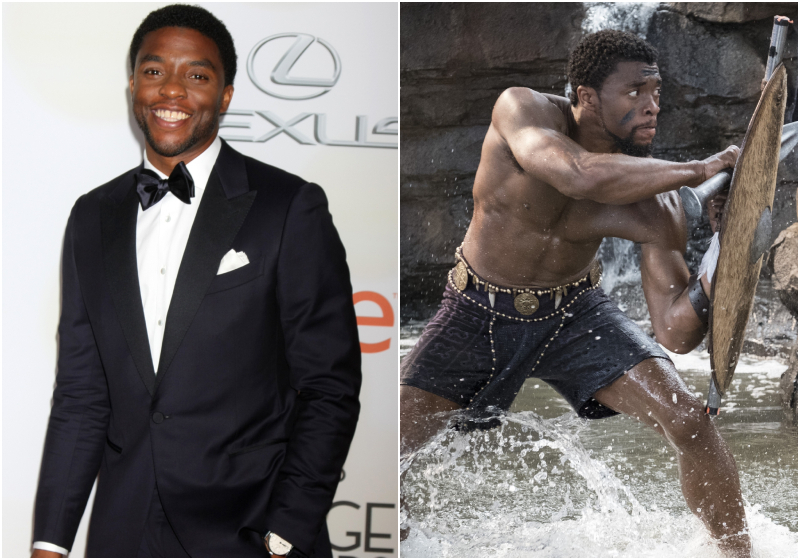 Chadwick Boseman Got Shredded for “Black Panther” | Kathy Hutchins/Shutterstock & MovieStillsDB Photo by Hope72/Walt Disney Pictures, Marvel Entertainment