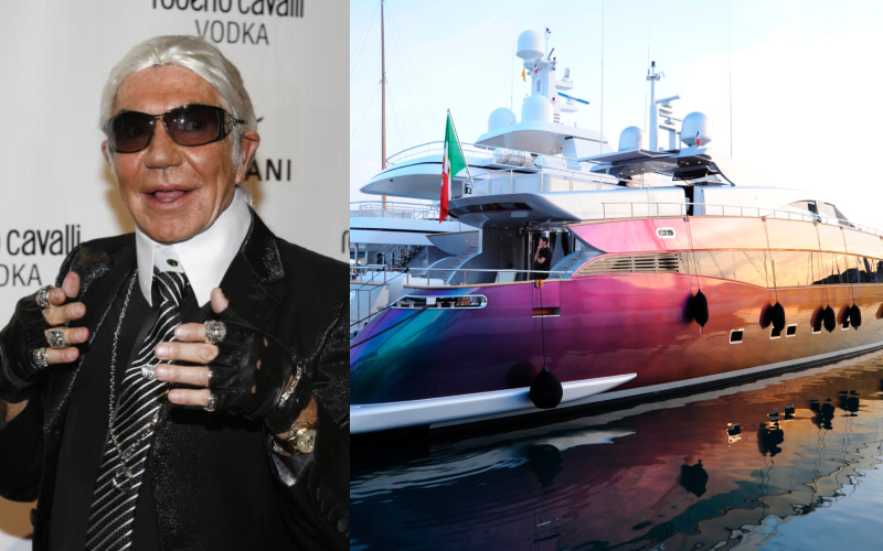 Roberto Cavalli – Baglietto Yacht, Estimated $40 Million | Getty Images Photo by Mark Von Holden/WireImage & Alamy Stock Photo by imageBROKER.com GmbH & Co. KG/Manfred Segerer