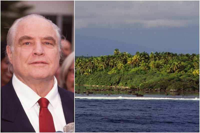 Marlon Brando – Tetiaroa Island, Französisch-Polynesien | Alamy Stock Photo by Ralph Dominguez/MediaPunch & De Agostini/C. Dani & I. Jeske/Universal Images Group North America LLC