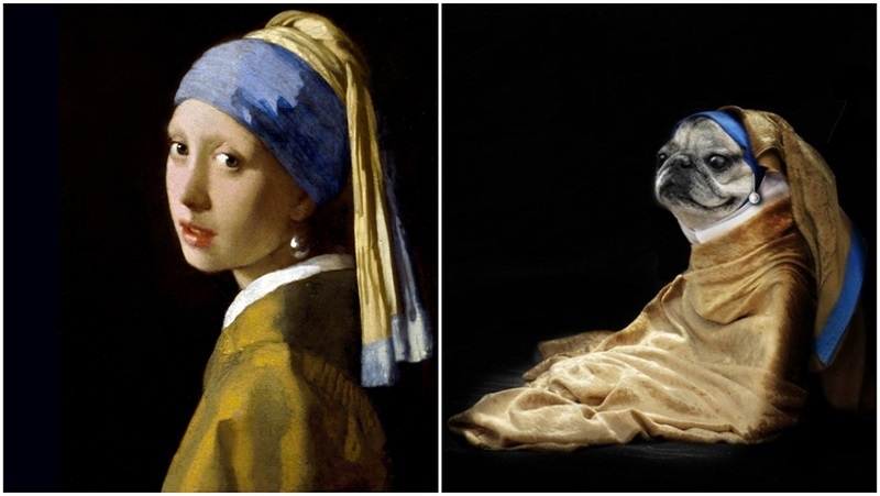 This Viral Challenge Has People Recreating Famous Paintings and the Results Are Spectacular | Girl with Pearl Earring by Johannes Vermeer/Alamy Stock Photo & Twitter/@rmrphoto
