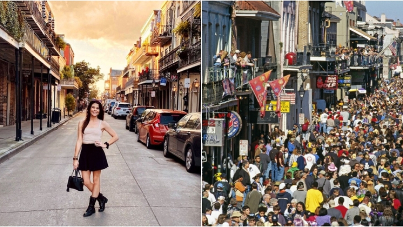 Bourbon Street, New Orleans, Louisiana | Instagram/@kelseyyjaane & Alamy Stock Photo