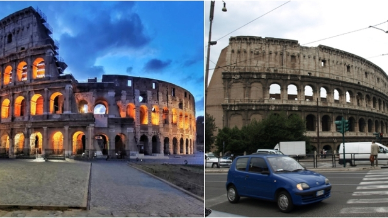 The Colosseum in Rome, Italy | Instagram/@cimmix82 & Shutterstock