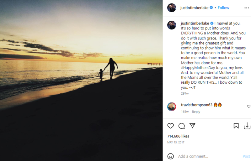 Justin veröffentlicht einen süßen Muttertagsbeitrag für Jessica | Instagram/@justintimberlake