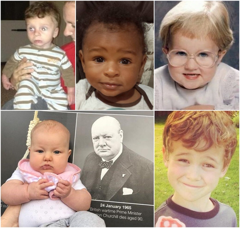 Mira quién habla ahora: bebés que se parecen a famosos | Imgur.com/urf2C & PxVQmUx & Reddit.com/GeorgieWashington & Facebook/@abaltimore412 & @erin.myers.754