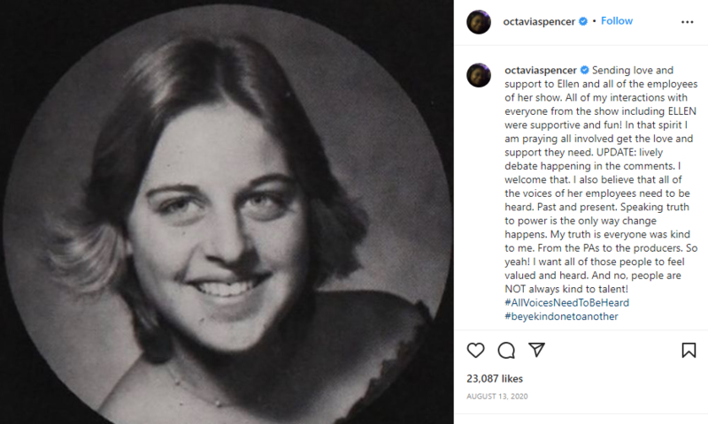 Octavia Spencer publicó la foto del anuario de secundaria de Ellen | Instagram/@octaviaspencer