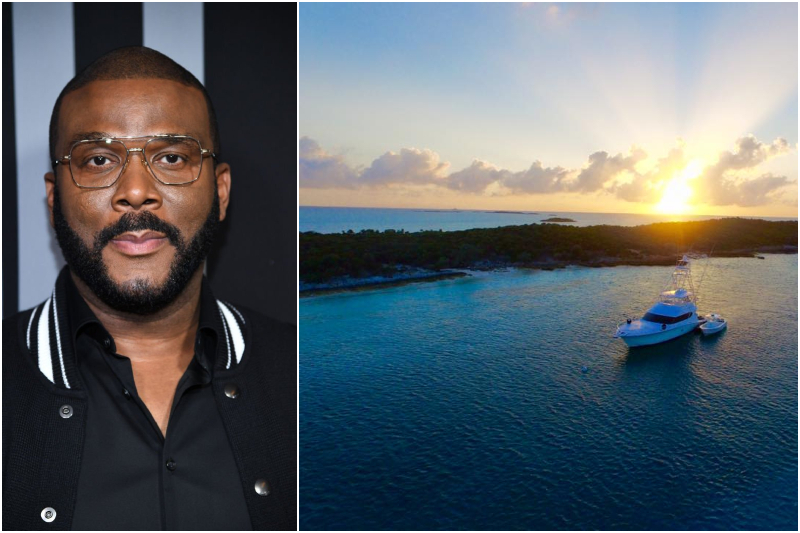 Tyler Perry –  White Bay Cay, Las Bahamas | Getty Images Photo by Dimitrios Kambouris/WireImage & Facebook/@Anthony Beard