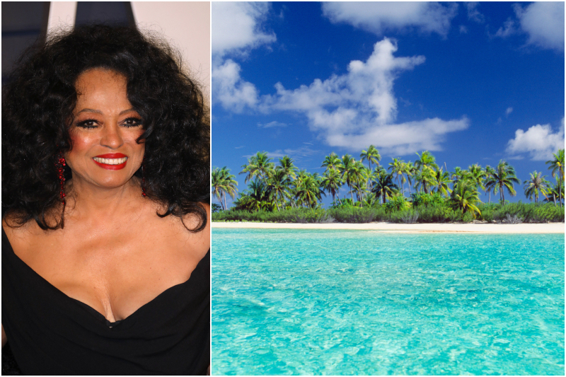 Diana Ross – Isla en Tahití | Getty Images Photo by Toni Anne Barson/FilmMagic & Alamy Stock Photo by Butch Martin