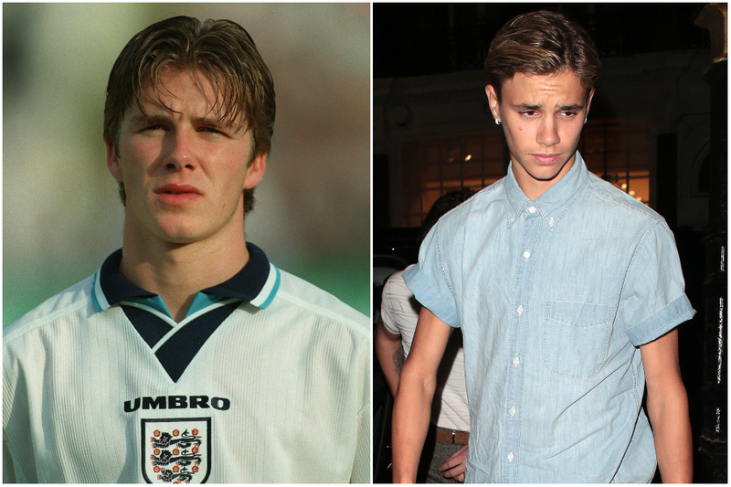 David Beckham (20s) & Romeo Beckham (20s) | Alamy Stock Photo by Allstar Picture Library Ltd & Getty Images Photo by Ricky Vigil M/GC Images