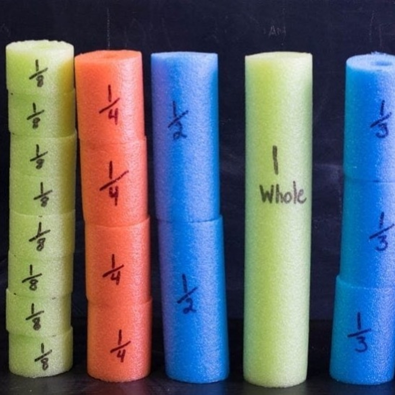 Pool Noodles for Math Practice | Instagram/@afewshortcuts