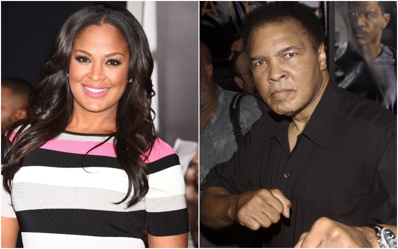 Laila Ali – Muhammad Ali | Alamy Stock Photo by Jeffrey Mayer/Pictorial Press Ltd & Shutterstock Photo by Featureflash Photo Agency